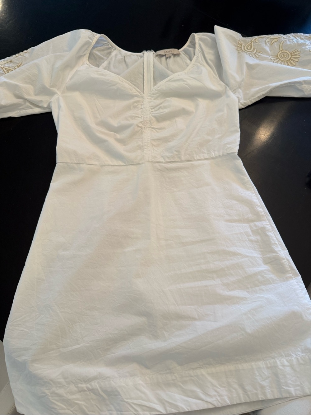 Loft Embroidered Puff-Sleeve women’s Dress size 2